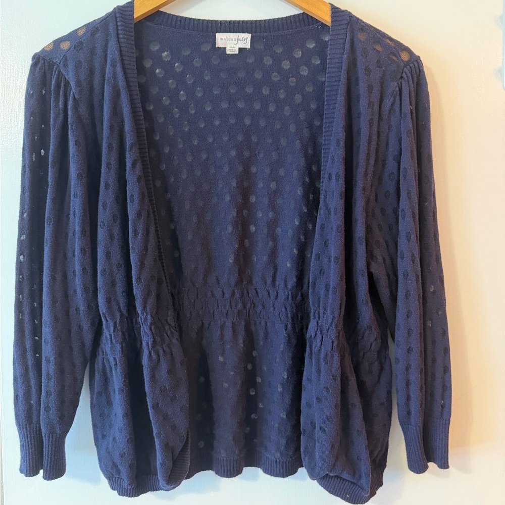 Maison Jules Navy Blue Textured Cardigan